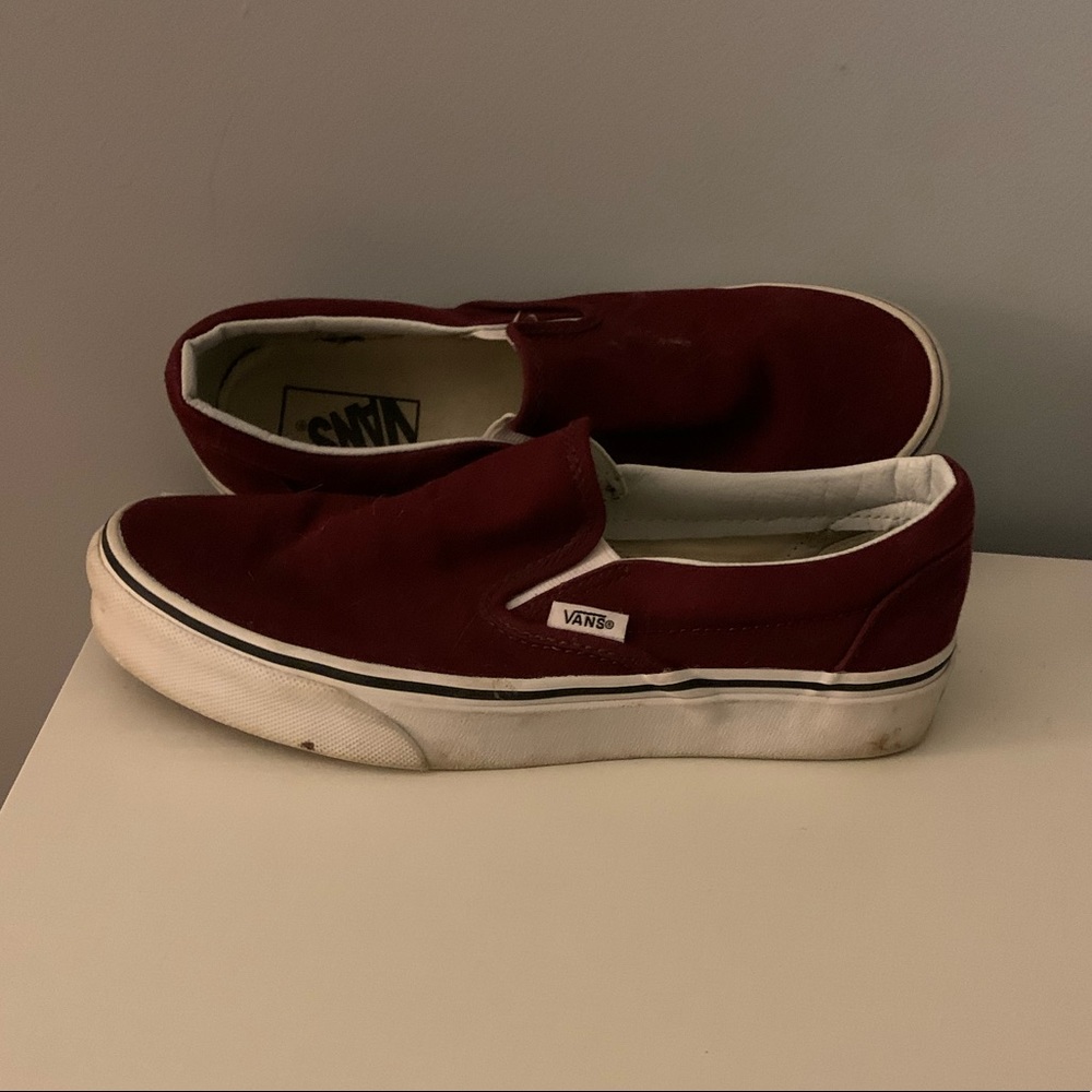 Maroon slip on vans